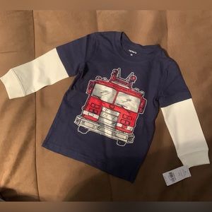 2T New Carter's Boys Fire Truck Toddler  Navy Blue Long Sleeve